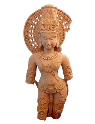 Handcrafted sandstone statue of Lord Vishnu in Khajuraho temple art style - Ganpati Siddharth Handicrafts